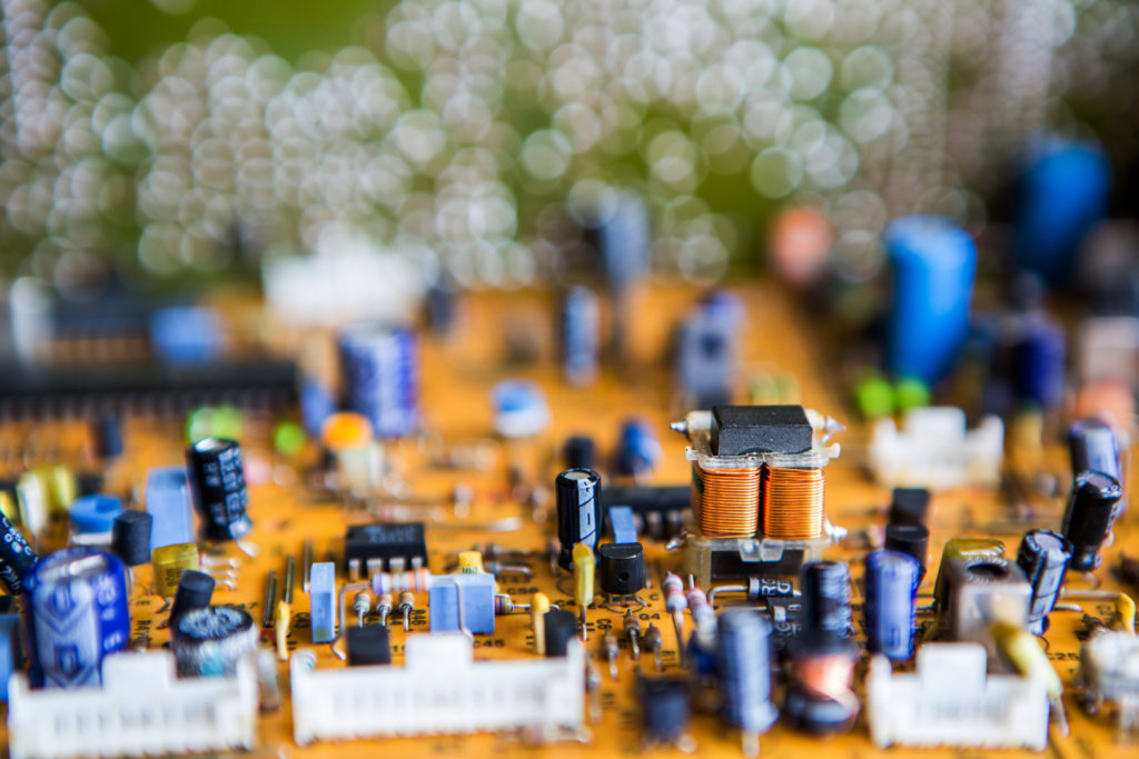 Printed circuit board (PCB) with many electrical components