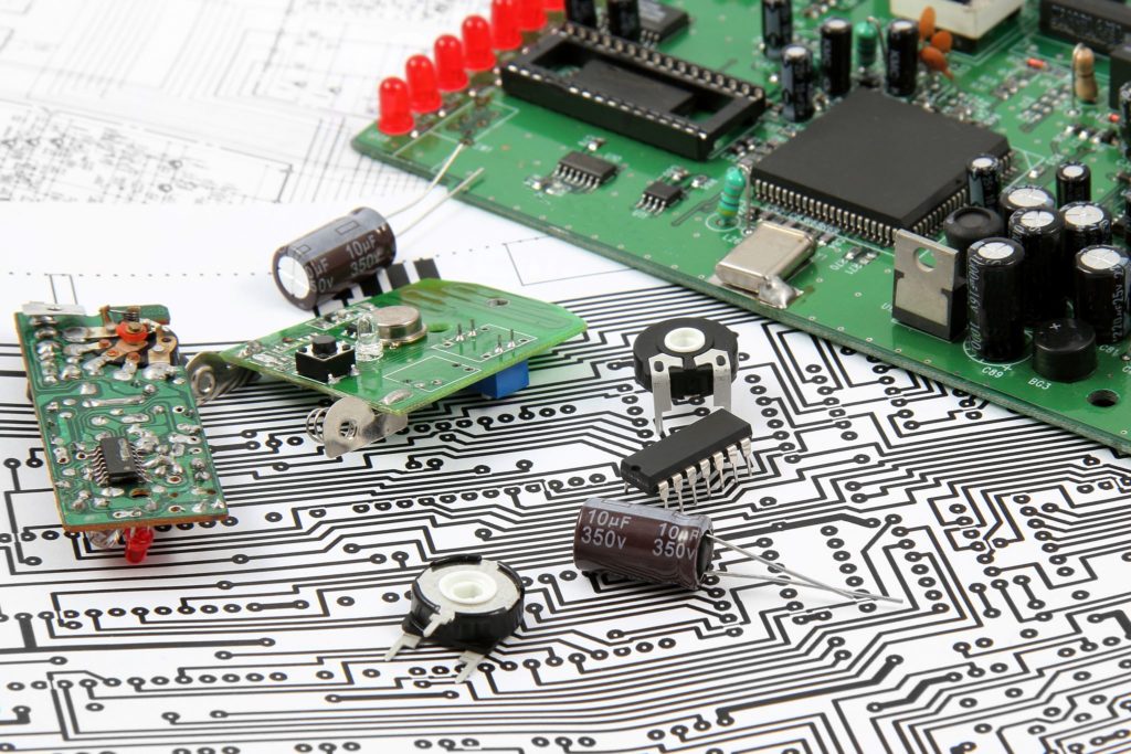 Printed circuit board (PCB) assembly on an electronics schematic